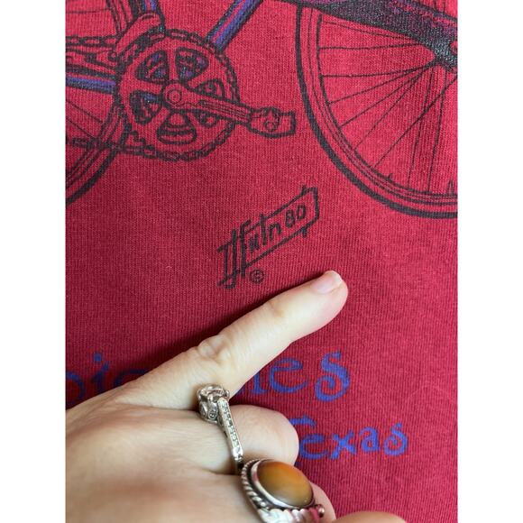 Freewheeling Bicycles Armadillo Bike Austin TX Cycling Art Graphic T-Shirt XL - Picture 4 of 6